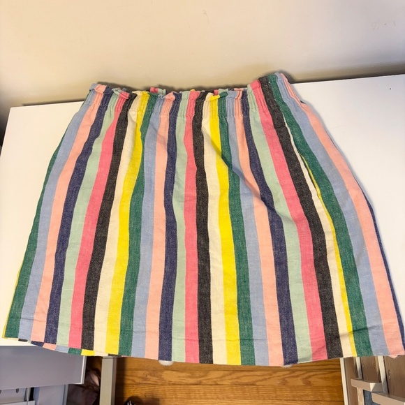 J. Crew Linen Blend Elastic Mini Skirt Multicolor Rainbow Stripe Pride Size 4 - Picture 2 of 3